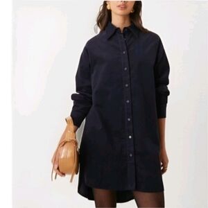 Tahari Dark Blue Midi Dress with Button Accents